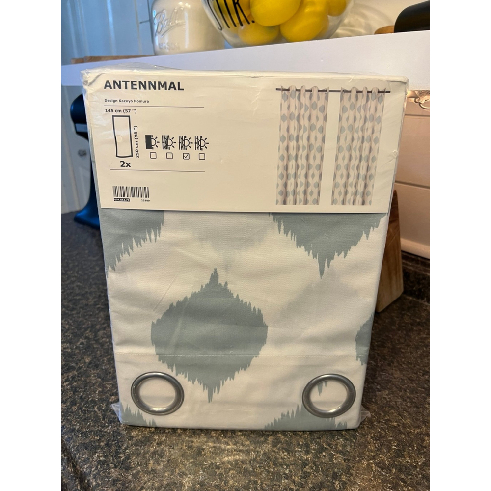 IKEA ANTENNAMAL Curtains - Blue and White 2 pair ( 4 panel)